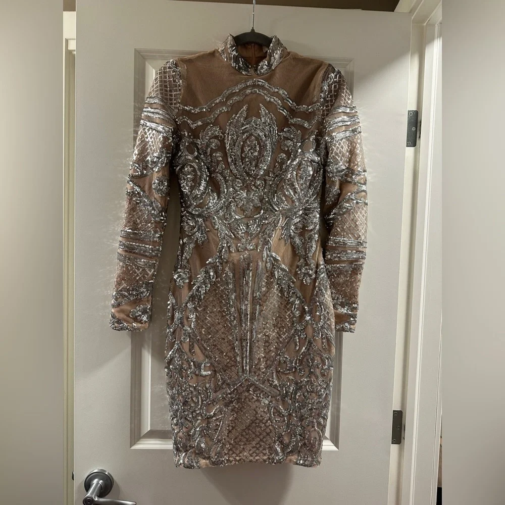 L'ATISTE by Amy Nude Sequin Embellished Dress - Picture 1 of 4